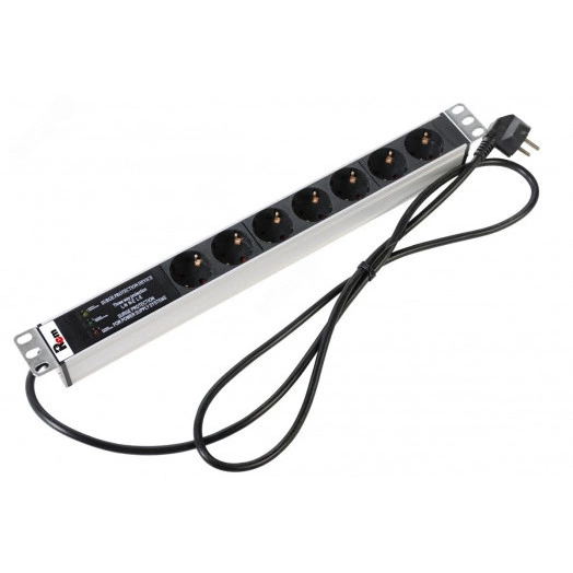 Блок розеток Rem-16 фильтр защиты индикатор 7 Schuko 16A 19' шнур 1.8 м