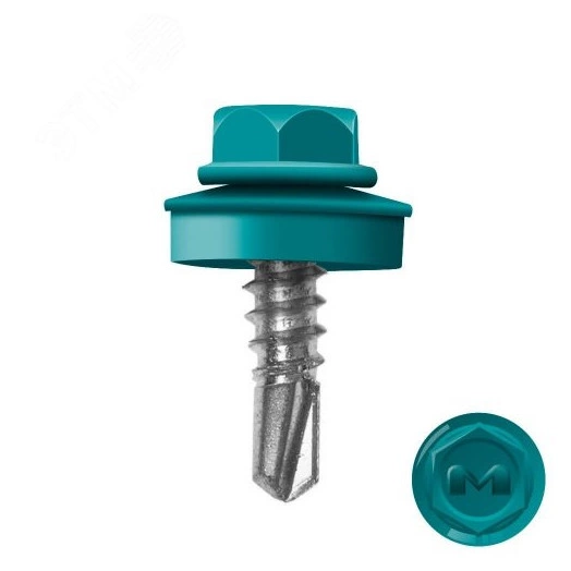 Саморез кровельный 4.8х19 по металлу RAL5021 сверло №2 шайба d=14мм с EPDM прокладкой