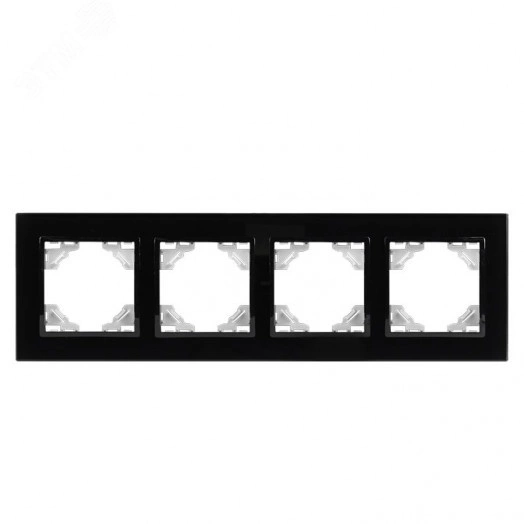 Минск Рамка 4-местная стеклянная черная EKF Basic