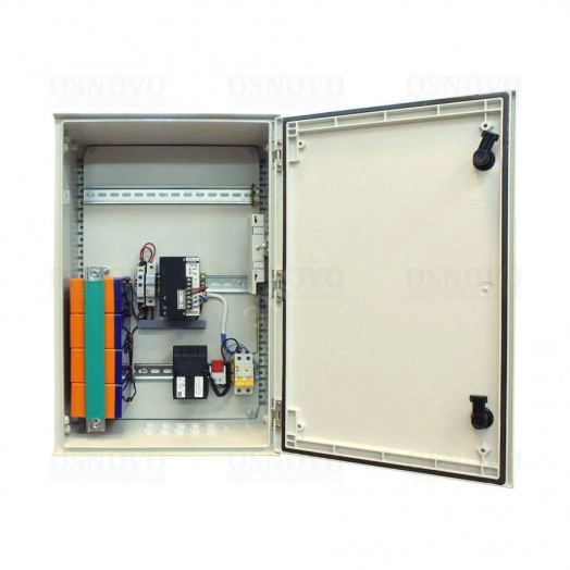 Станция уличная в пластиковом шкафу с термостабилизацией и оптическим кроссом. Промышленный БП DC48V(240W), АКБ 48В(7Ач)