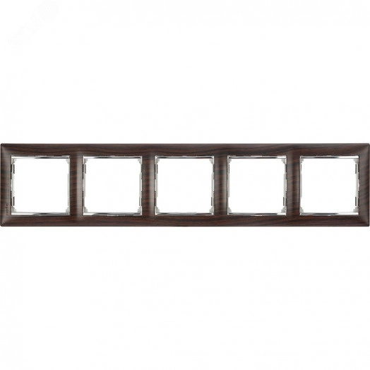 VALENA Рамка 5 постов горизонтальный монтаж темное дерево/серебро