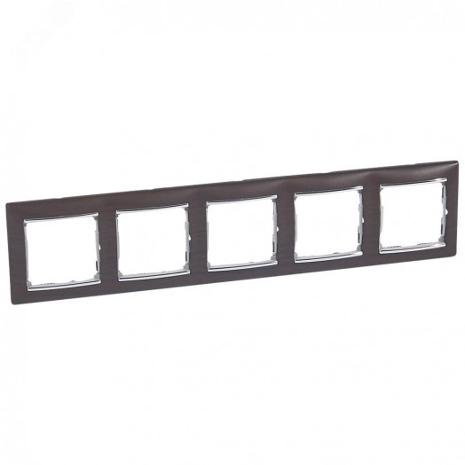 VALENA Рамка 5 постов горизонтальный монтаж темное дерево/серебро