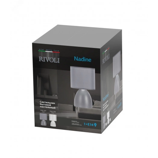 Настольная лампа Rivoli Nadine 7042-502 1 * Е14 40 Вт керамика белая с абажуром