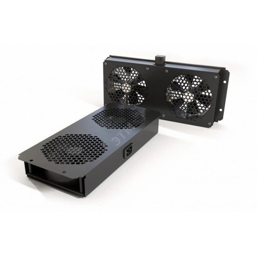 Модуль вентиляторный потолочный с 2-мя            вентиляторами для установки в шкафы серий TTC2,   TTB и TWB, с подшипниками и крепежными элементами,без кабеля питания, цвет черный (RAL 9004SN)