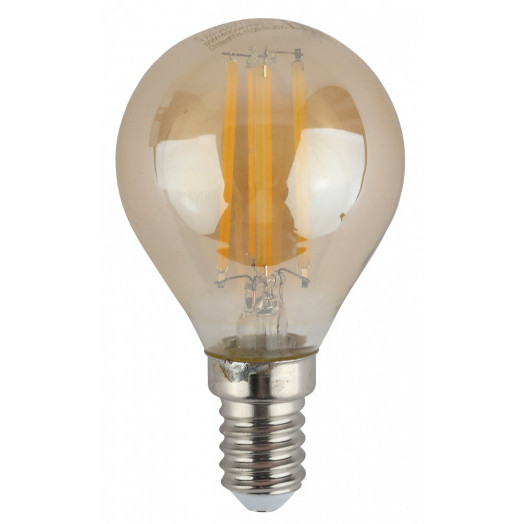 Лампа светодиодная F-LED P45-7W-827-E14 gold  (филамент, шар золот, 7Вт, тепл, E14) (10/100/3600) ЭРА