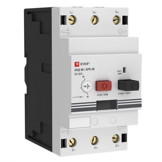 Выключатель автоматический для защиты двигателя АПД-80 40-63А EKF apd3-40-63 Выключатель автоматический для защиты двигателя АПД-80 40-63А EKF apd3-40-63