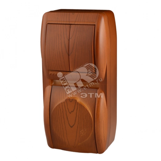 Ната Выключатель х2 +розетка с/з с/кр сосна верт