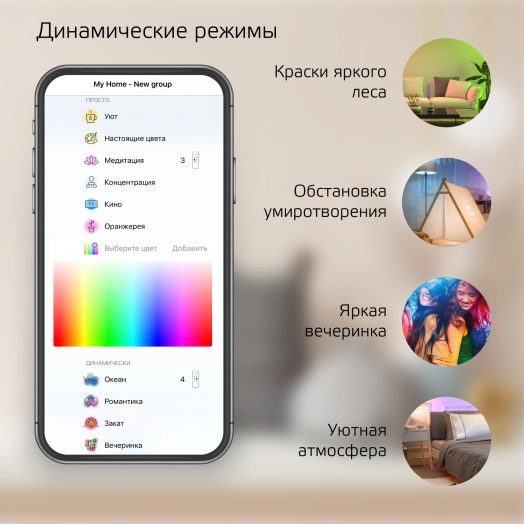 Лента светодиодная умная 16 Вт 3000-6000К 100-240V IP20 1400 Лм RGBW+изм.цвет.темп.+дим/ LED 5м управление по Wi-Fi Smart Home Gauss
