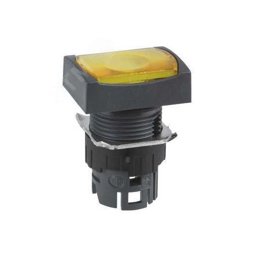 Кнопка удлиненная прямоугольная с подсветкой желтая