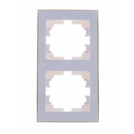 Рамка RAIN 2-ая вертикальная белая с боковой вставкой золото, 1 шт