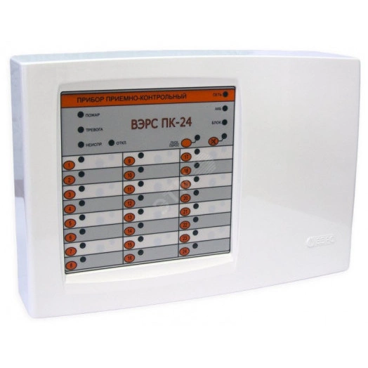 Прибор приемно-контрольный охранно-пожарный ВЭРС-ПК24ПТ версия 3.2, пластмассовый корпус, считыватель ТМ, 2 ключа ТМ, 24 шлейфа сигнализации