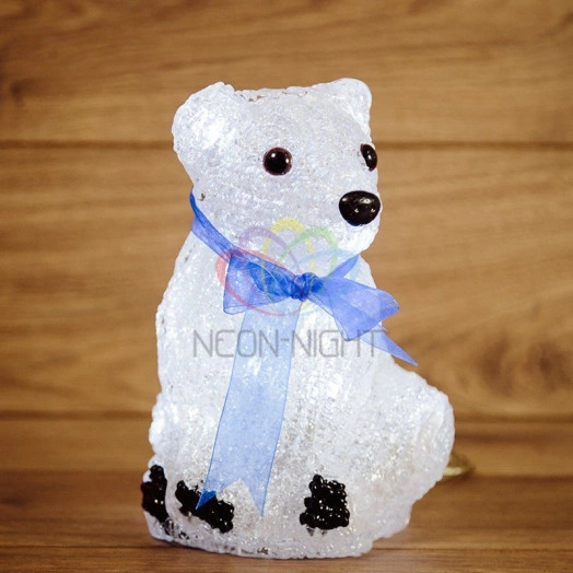 Фигура домашняя светодиодная акриловая Белый мишка 20см 4.5В 3 батарейки AA (не входят в комплект) 20LED