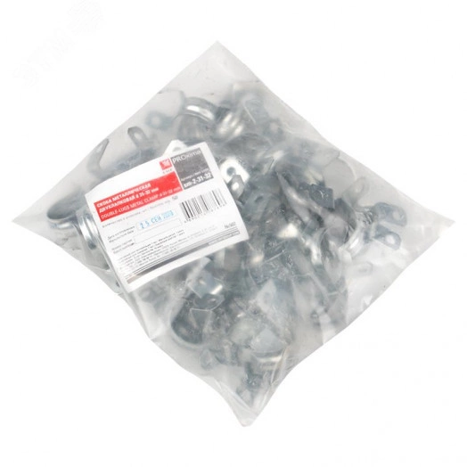 Скоба металлическая двухлапковая d31-32мм (50шт) PROxima