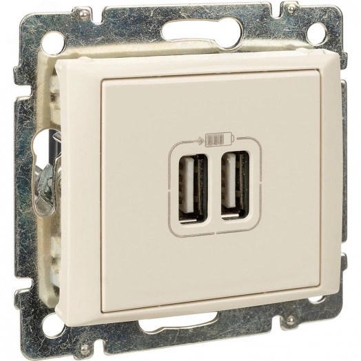 VALENA Розетка двойная USB слоновая кость