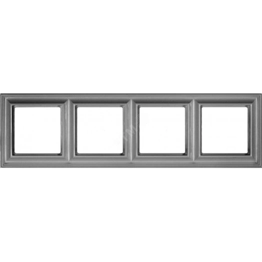 Рамка 4-местная для вертикальной и горизонтальной установки. Серия- Eco DECO. Материал- термопласт. Цвет- алюминий (крашеный)