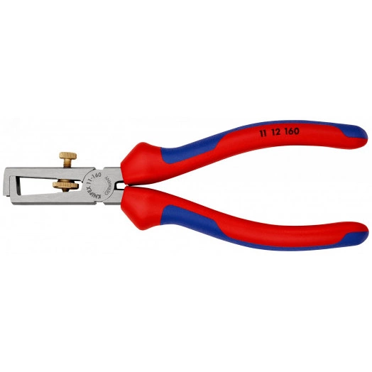 Стриппер для одно- много- и тонкожильного кабеля зачистка:  5 мм (10 мм AWG 7) L-160 мм регулировочный винт для настройки чёрный 2-компонентные рукоятки KN-1112160