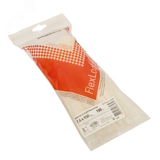 Хомут P6.6 стандартный белый 7.6x150 (100шт) FlexLock PROxima