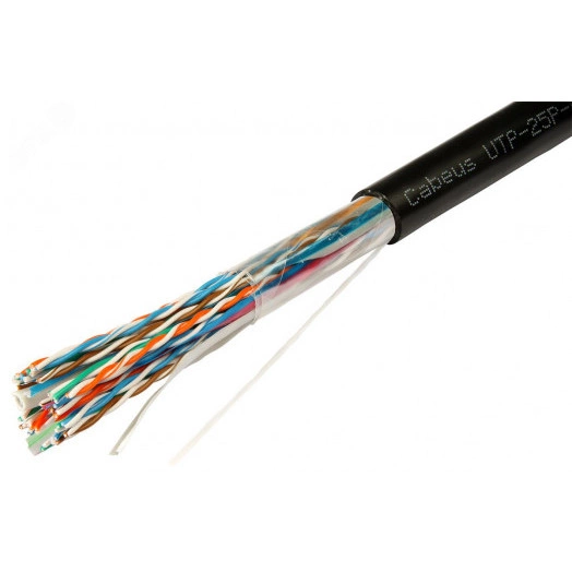 Кабель витая пара UTP-25P-Cat.5-OUT UTP (U/UTP), категория 5, 25 пар (24 AWG), одножильный (solid), для внешней прокладки, UV PE