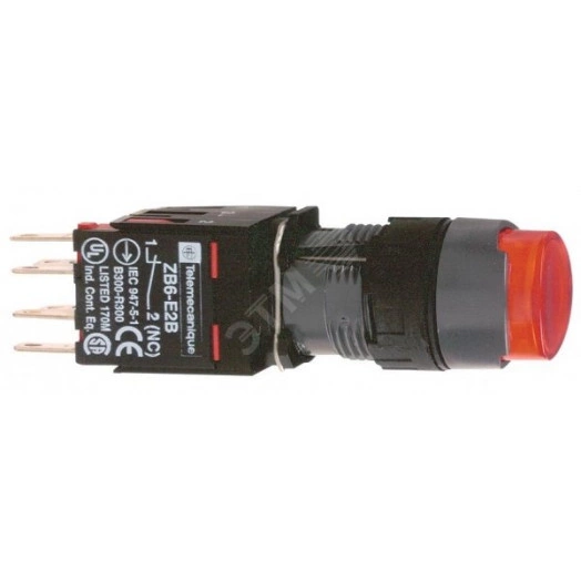 Кнопка 16мм красная с подсветкой