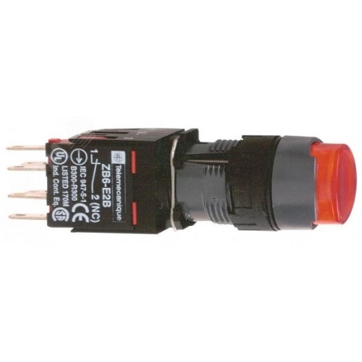 Кнопка 16мм красная с подсветкой