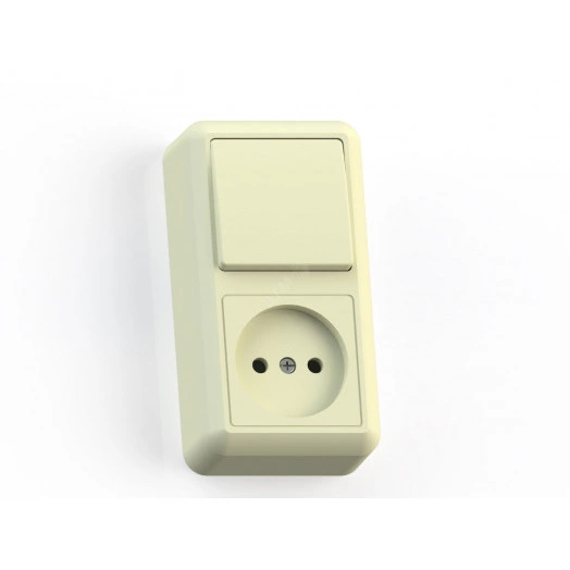 ОПТИМА Блок комбинированный о/у выключатель одноклавишный + розетка 2К БКВР-427, сл.кость