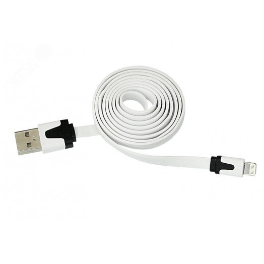 Кабель USB-Lightning для iPhone, PVC, flat, white, 1m