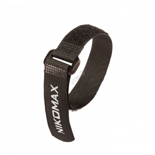 Стяжка-липучка с жесткой пряжкой, 290х20мм, черная, 10шт.