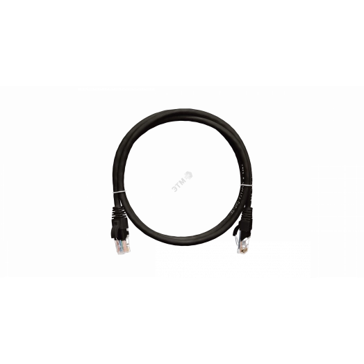 Шнур U/UTP 4 пары, Кат.5e, 2хRJ45/8P8C, T568B, 7х0,205мм, PVC, черный, 1м