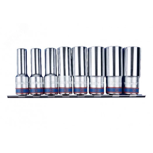 Набор глубоких торцевых головок 1/2', шестигранные, 12-24 мм, 8 предметов