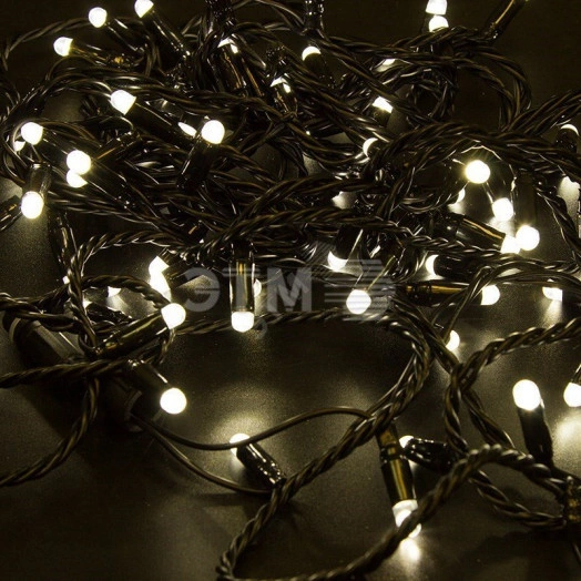 Гирлянда профессиональная Нить 10м, постоянное свечение, черный ПВХ, 230В, цвет: Тёплый белый