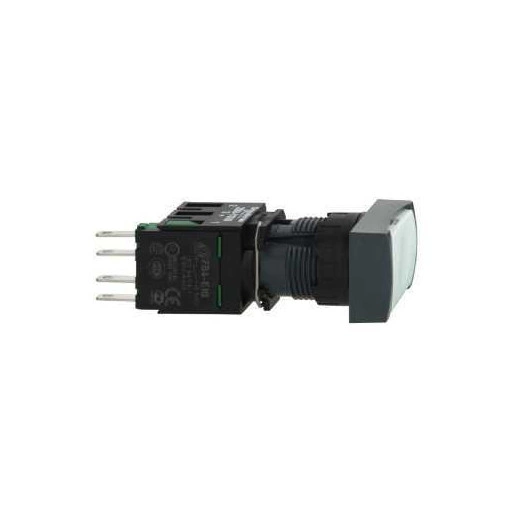 Кнопка 16мм белая с возвратом квадратная