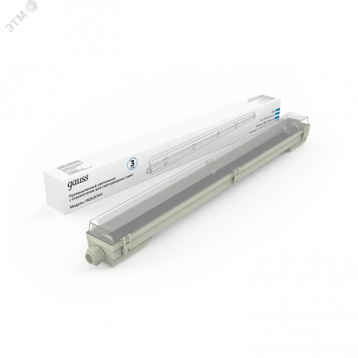 Светильник влагозащитный ДСП СПП-Т8-G13 660х70х61 мм IP65 для светодиодных LED ламп 1х600 мм с отражателем INDUSTRY Gauss