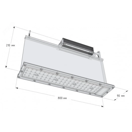 Светильник светодиодный ДСП-200Вт, белый (5000К), 21600 Лм, 160х60°, IP65, КСС Ш, 800х210х90мм Rail-02(Ш)