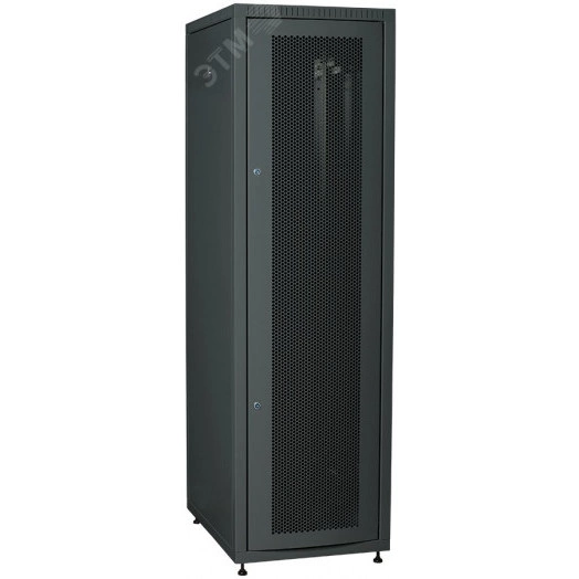 Шкаф LINEA E E 42U 600х800мм двери 2шт            перфорированная и металлическая черный