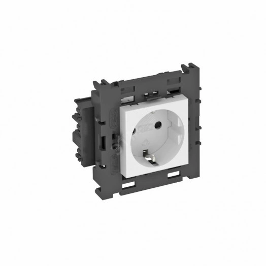 Розетка одинарная 0° Modul45connect с з/к, 250 В, 16A (черный)