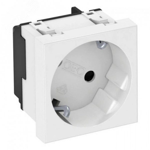 Розетка 2К+3 под углом 33° шторки 16А 250В (45х45 мм - 1 модуль Modul45) белая