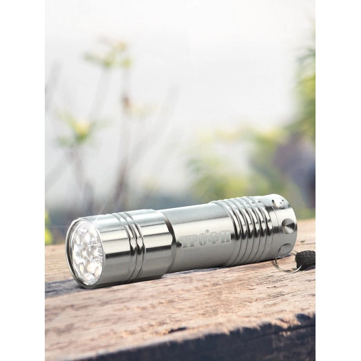 Фонарик карманный кемпинговый туристический детский ударопрочный, ремешок на руку, 9 LED TM9-BL Трофи