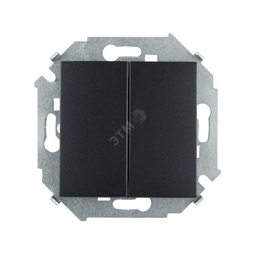 Simon15 Выключатель двухклавишный с/у 10А 250В    графит