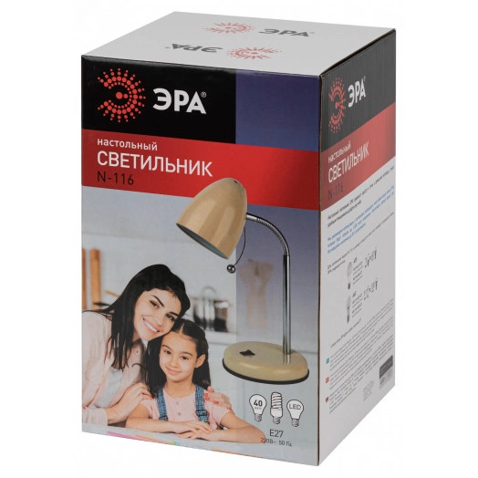 Светильник настольный  N-116-Е27-40W-BG бежевый (16/96) ЭРА