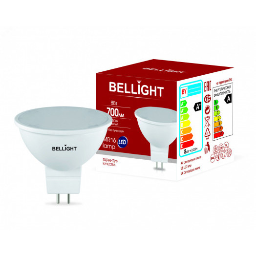 Лампа светодиодная LED 8Вт 3000K 700Лм MR16 Bellight