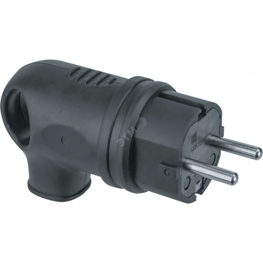 Вилка Navigator 61 367 NCA-PLR01-16A-E-IP44-BL угловая с заземлением каучук черная