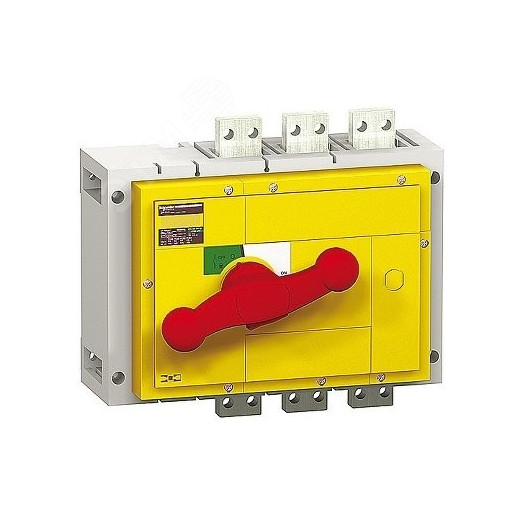 Выключатель-разъединитель INS1600 3п красная рукоятка/желтая панель