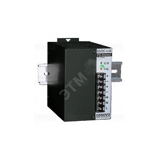 Блок питания промышленный. DC55V, 4,4A(240W). Диапазон входных напряжений AC100-240V. КПД 83%.