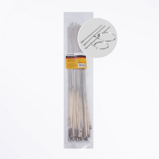 Хомут стальной 4,6х400мм, d пучка max 121мм, нагрузка 50кг, серый (25шт в упак), Stekker