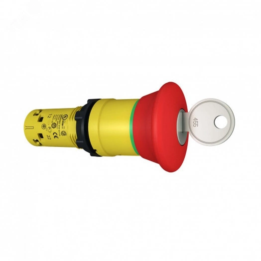 Кнопка аварийного останова триггерного действия красная возврат ключом 1НЗ