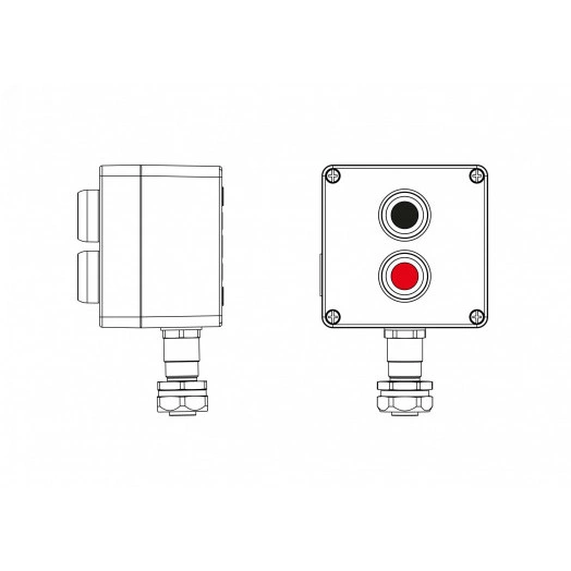 Взрывозащищенный пост управления из алюминияCPE-A-12-(1xP1B(11)-1xP1R(11))-1xKAEPM2MHK-20(C)1Ex d e IIC Т5 Gb / Ex tb IIIC T95°C Db IP66