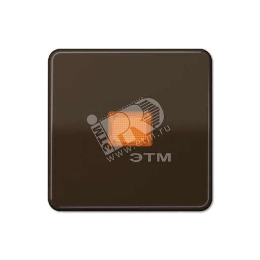 Клавиша с оранжевым окошком для выключателя с подсветкой  коричневая