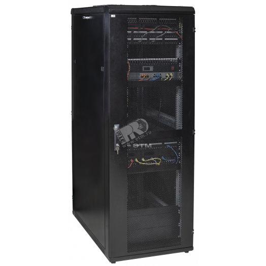 Шкаф серверный, 19'' 42U 800х1000 мм передня двухстворчатая перфорированная дверь, задняя перфорированная черная, ч.1 шкафа (ETM4736262, ETM886052, ETM6473576)