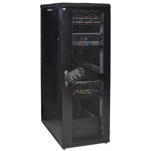 Шкаф серверный, 19'' 42U 800х1000 мм передня двухстворчатая перфорированная дверь, задняя перфорированная черная, ч.1 шкафа (ETM4736262, ETM886052, ETM6473576)