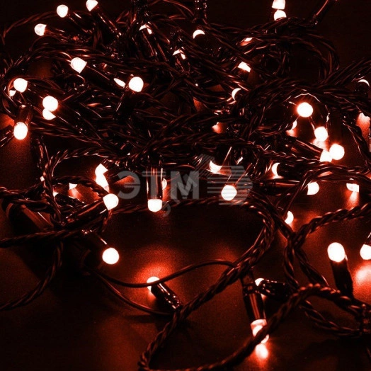 Гирлянда профессиональная Нить 10м, постоянное свечение, черный ПВХ, 230В, цвет: Красный